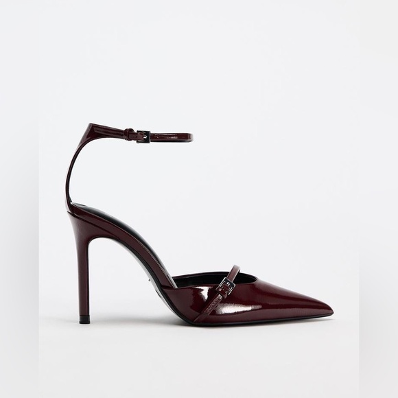 FAUX PATENT LEATHER HEELED SHOES
BURGUNDY RED 1/1203/410/022/41 size 10 US / 41 - Picture 4 of 5